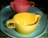 Watertown Lifetime Ware Melmac Instant Collection creamers platter pink yellow blue