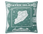 Aqua Staten Island Throw Pillow