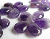 Purple Amethyst pear briolettes, 14mm, 4 gemstone beads