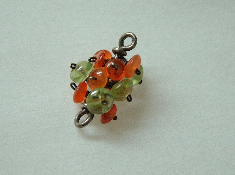 Silver Wire Link Peridot and Carnelian Jingler- Free Shipping Etsy