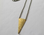 etched brass necklace with drop