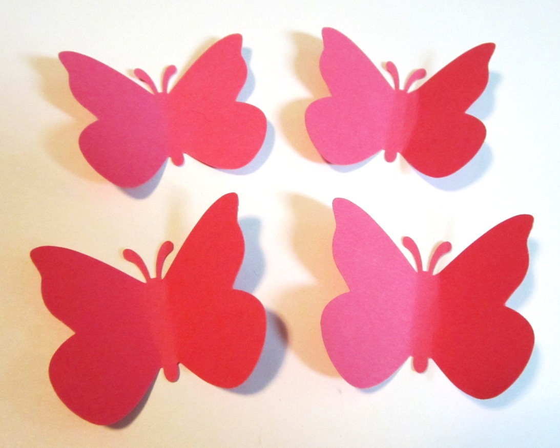 30 Large Dark Pink Butterfly Paper Piecing Embellishments Tag Cutouts Confetti Die Cut