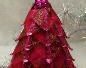 Quilted Ornament Ribbon Tree Christmas Decor Hot Metallic Pink