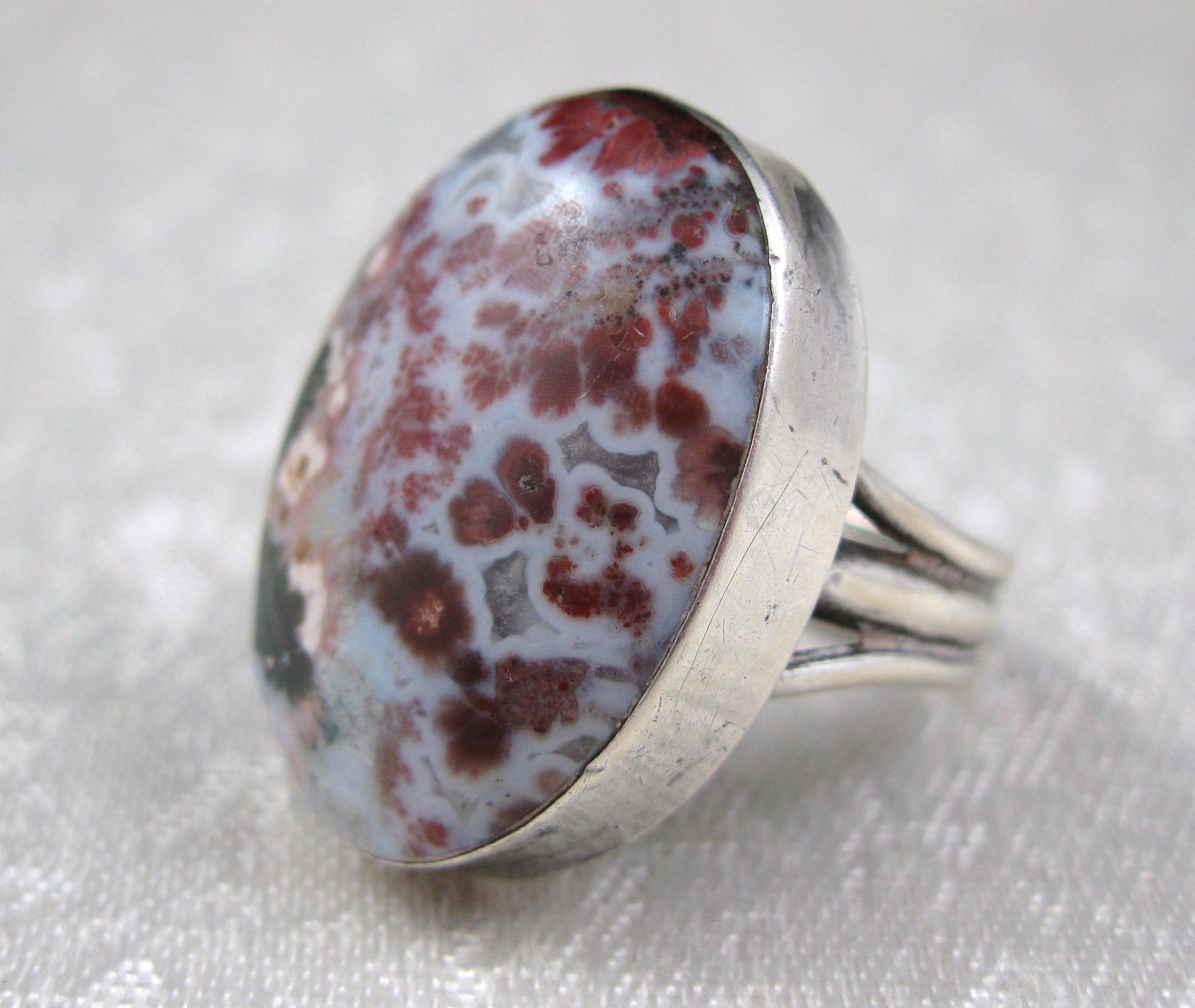 Vintage Sterling Purple Agate Ring Size 8 Unisex