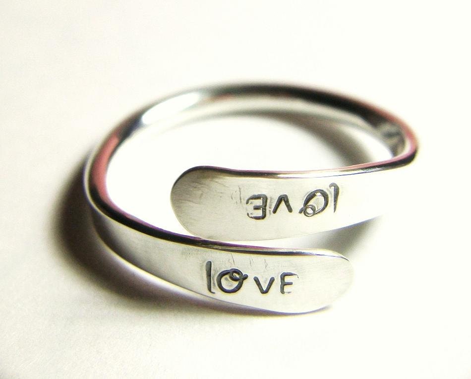 Silver Love Wrap Ring Custom Name Word Special Meaning