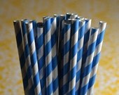 Stripe Malibu Blue Party Straws - Cake Pop Sticks - Pixie Sticks - Qty 25 Il_170x135