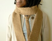 Scarf & Tie Set, 100% Baby Camel Hair Matching Set, Manly Men, Crochet, Rustic Brown Scarf, Complimentary Shipping