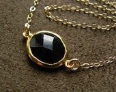 Faceted Onyx Vermeil Pebble and Gold Fill Suspension Necklace  VALENTINE SALE