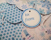 Blue and white snowflake gift tags (set of 15)