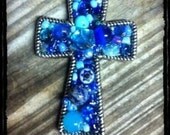 Shades of Blue Beaded Cross