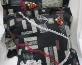 handmade throw pillow, red, black,