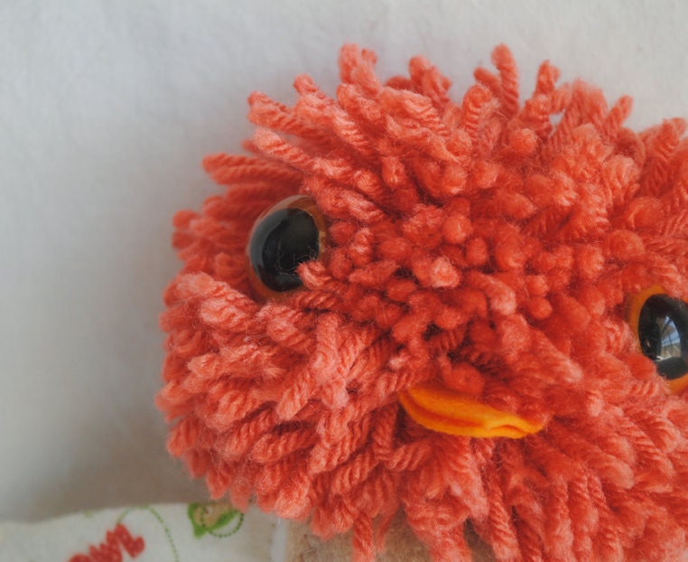 Plush Pompom Headed Bird - Eddy