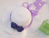 summer hat for little girls white and lavender