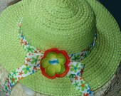 little girls summer hat in cabbage green