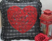 red and black throw pillow cover,