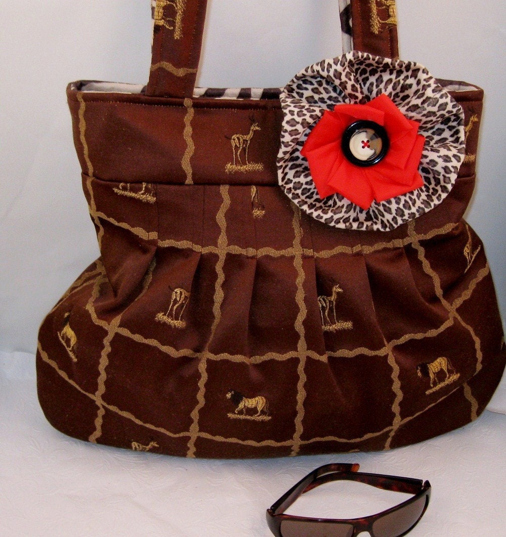Reseved for Mary ,,,,fabric handbag, brown and gold African