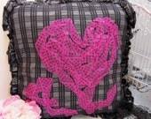 pink and black throw pillow cover