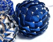 unique Christmas ornament in blue and silver,