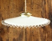 Vintage French Molded Milkglass Opaline Pendant Light Shade or Lampshade