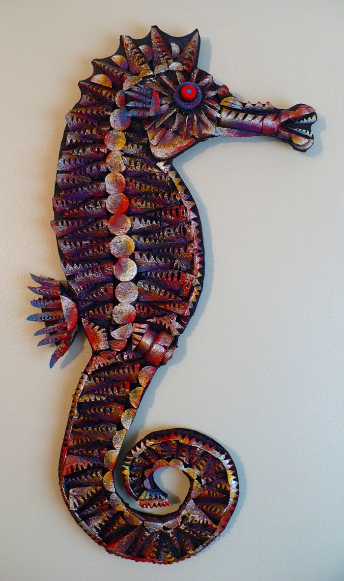 Folk Art Cork Carving - Mythological Seahorse Fish Creature