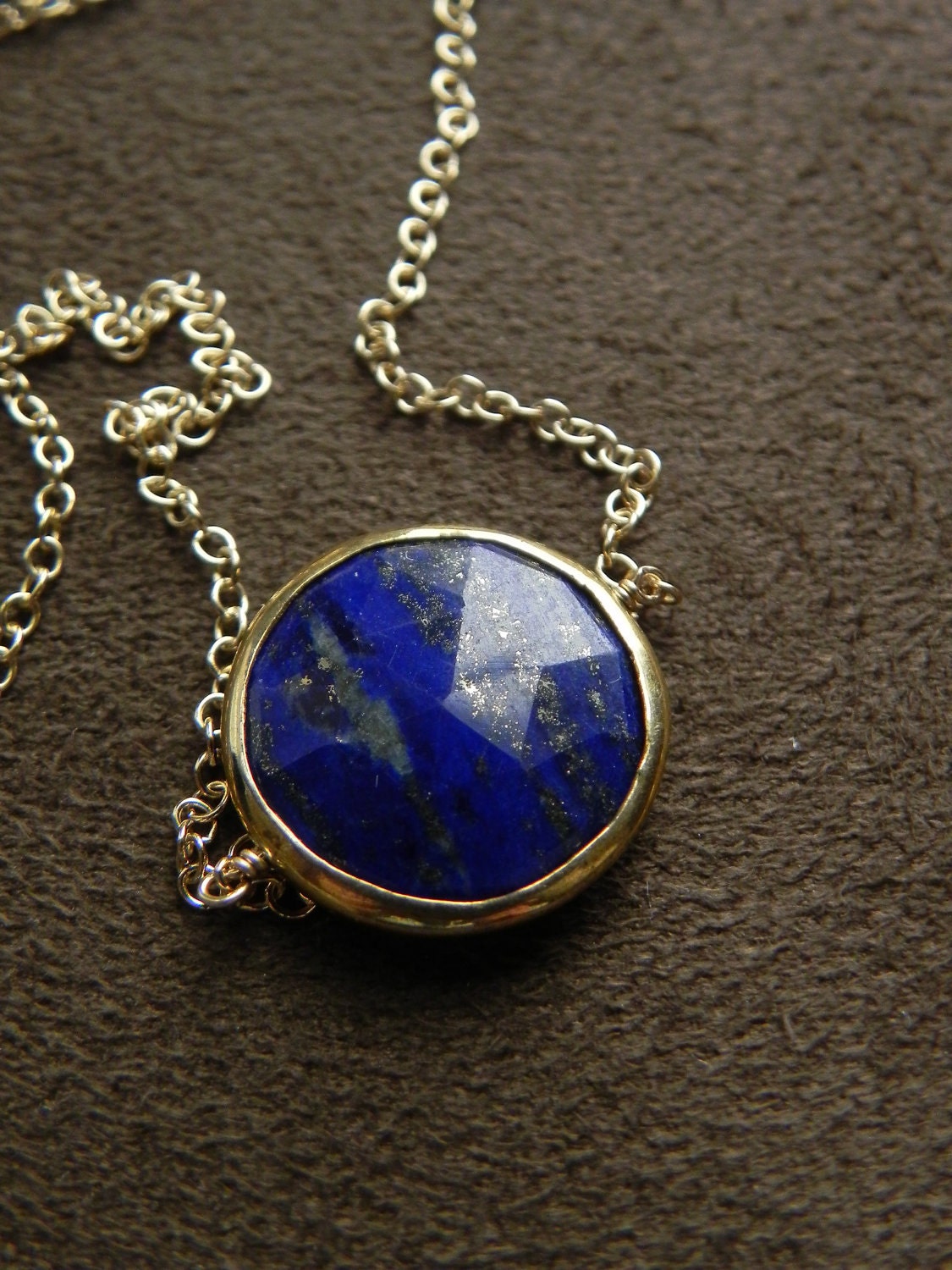 SALE  Lapis Vermeil Coin and Gold Filled Suspension Necklace   SALE