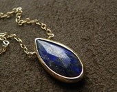 SALE  Lapis Vermeil Teardrop and Gold Filled Suspension Necklace   SALE