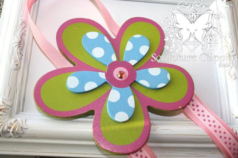 Flower Bow Clip Headband Holder.  Flower Clip Organizer. Free Ship Promo.