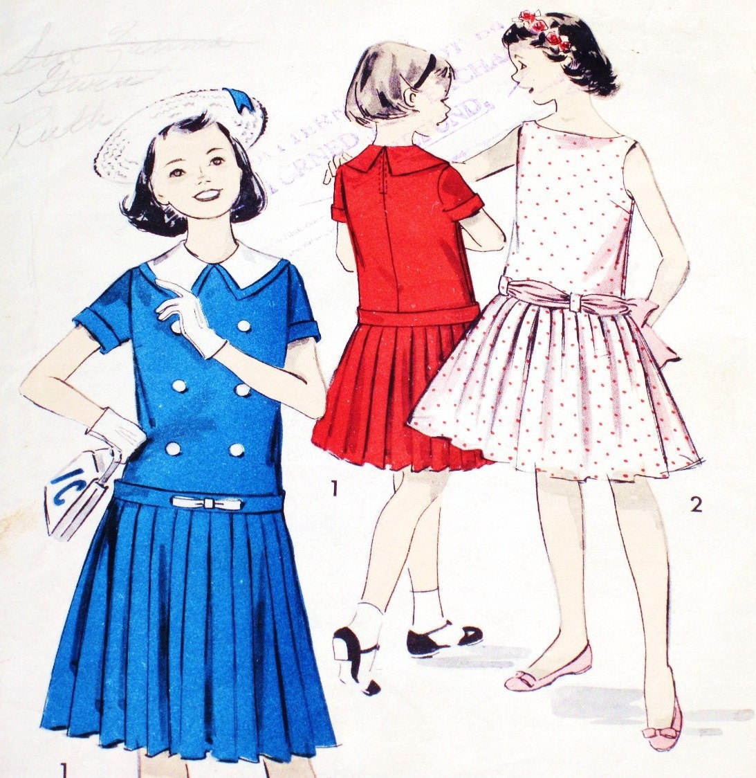 1960s Vintage Dress Pattern Girl's Size 8 Advance Uncut Complete