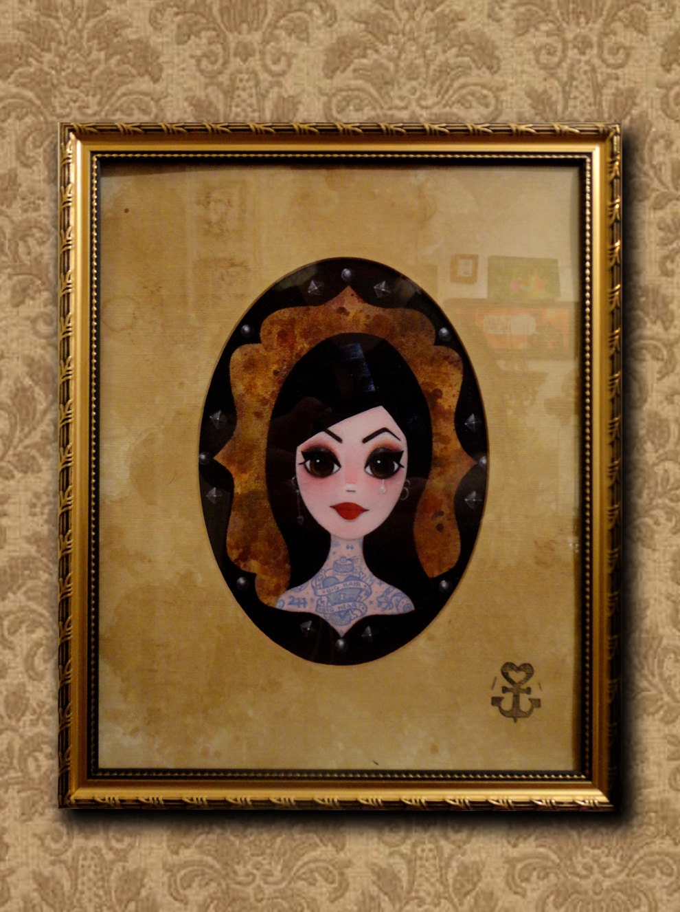 Framed Print Big HAIR Big HEART by Megan Besmirched -free shipping- big eyed art