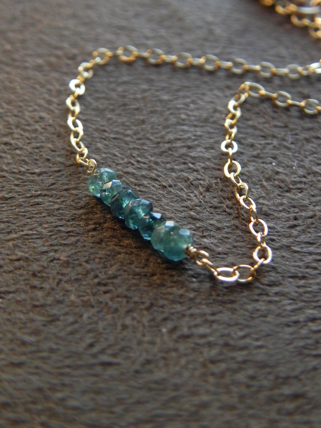 SALE  Blue Tourmaline and Gold Filled Chain Bracelet   SALE