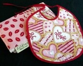 Bib and Burp Cloth Set - Love and Kisses Valentine