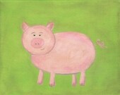 Parley Pig  Nursery Art - PRINT - 8x10 - farm animals art for kids