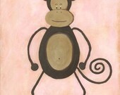 Mildred Monkey - PRINT 8x10 - safari jungle animals art for kids