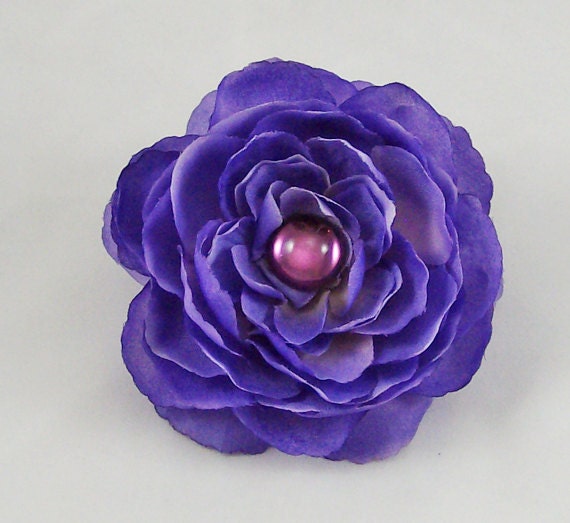 Purple Silk Ranunculus Flower Clip & Pin
