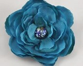 Turquoise Silk Ranunculus Flower Clip & Pin