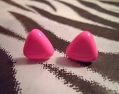 Hot Pink Triangle Candy Button Earrings