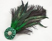 Green Feather Fascinator Hair Clip