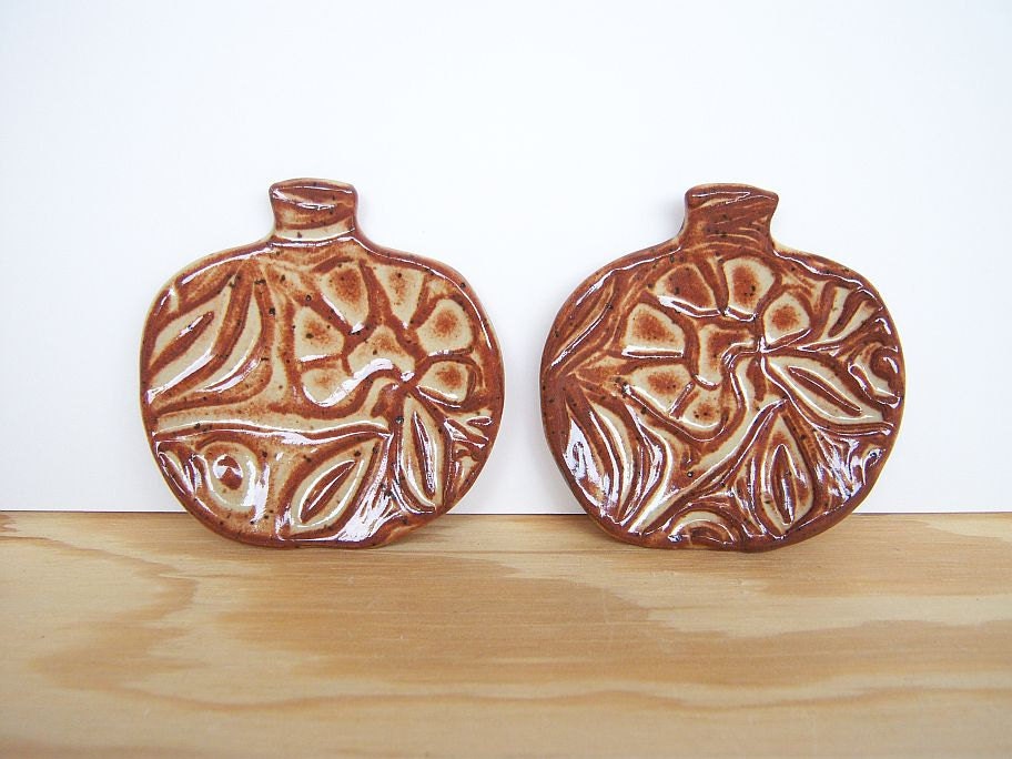Ceramic Pumpkin Trinket Dishes in Shino Glaze - Set of 2