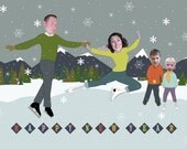 Ice Skating - Family Photo New Year Holiday Card -  Custom Made Just For You Within Hours