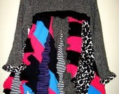 Upcycled  Sweater Gray, hot Pink, Blue, Black, Fun Funky