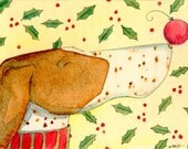 Original ACEO Painting -- Pointer Christmas