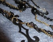 Black Clock Hand Triple Chain Necklace