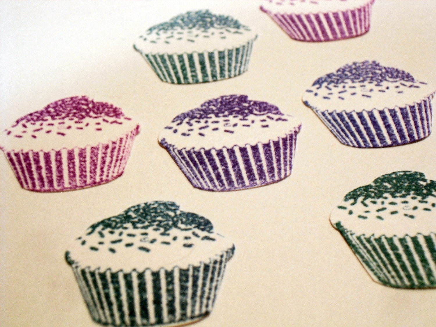 20 Hand Stamped Cupcake Die Cuts