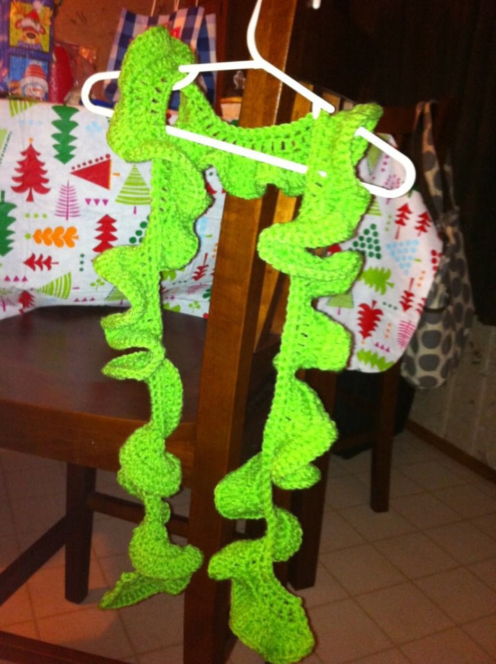 Lime Green Crochet Curly Scarf