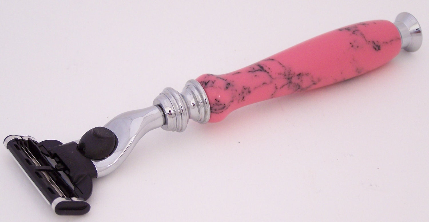 Rhodonite Tru-Stone Mach 3 Razor Shaving Handle (Handmade in USA)