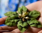 Set of 3- Shimmering Green Poinsettia Hair Clips