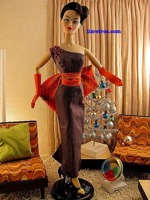 Gray Silk Cocktail Gown for Gene and Pals by RETROS and FREE Shipping in US