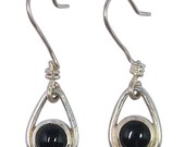 Black Onyx Earrings Set in Sterling Silver  eonxc1680