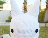 White Totoro -ish Hat - Chibi Totoro : Cool Japanese Cartoon Beanie Hat