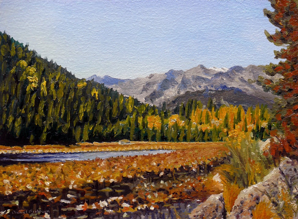 Landscape Painting - Estes Mountain Lake - 9 1/2" x 12 7/8" Oil on Panel